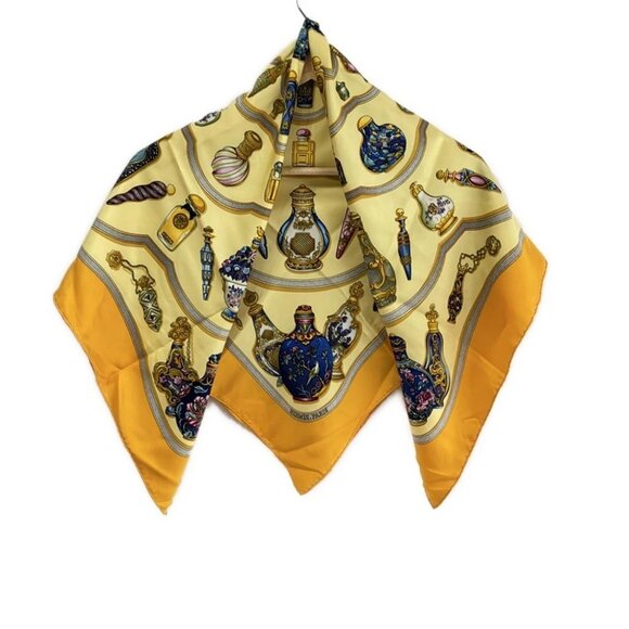Auth HERMES Carre 90 - Gold Yellow Multi Silk Scarf - Picture 1 of 4